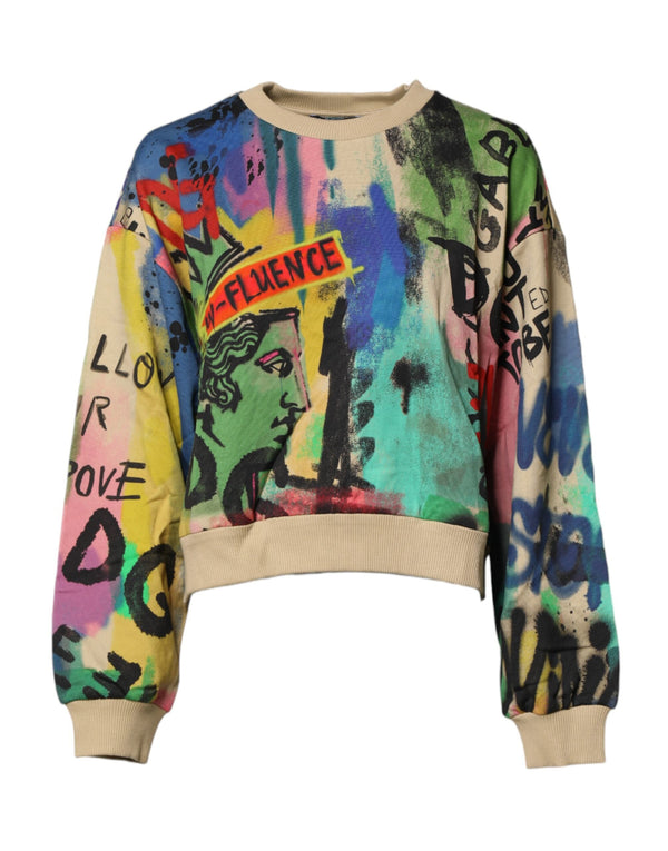 Multicolor Print Cotton Pullover Sweater Dolce & Gabbana