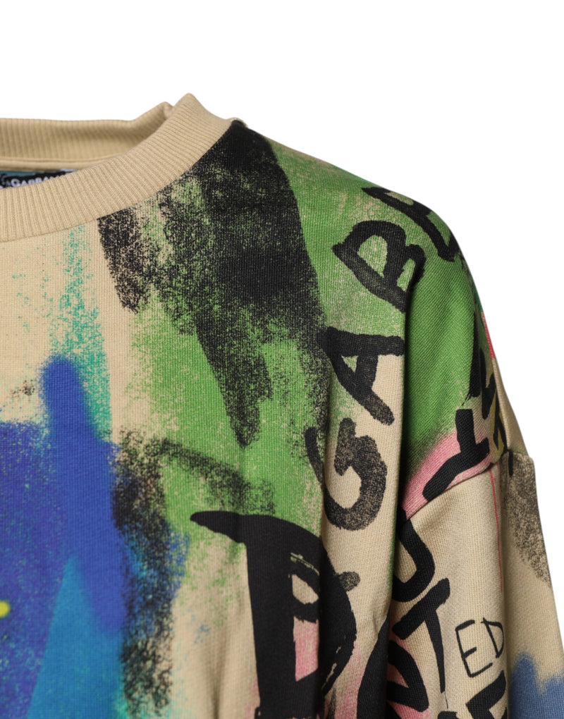 Multicolor Print Cotton Pullover Sweater Dolce & Gabbana