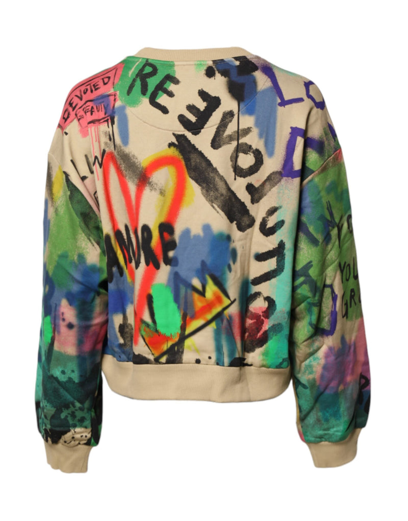 Multicolor Print Cotton Pullover Sweater Dolce & Gabbana