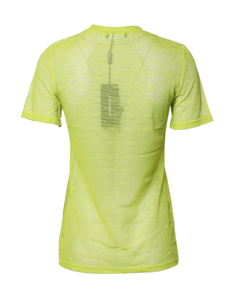 Green Nylon See Through Women Short Sleeves Top Dolce & Gabbana