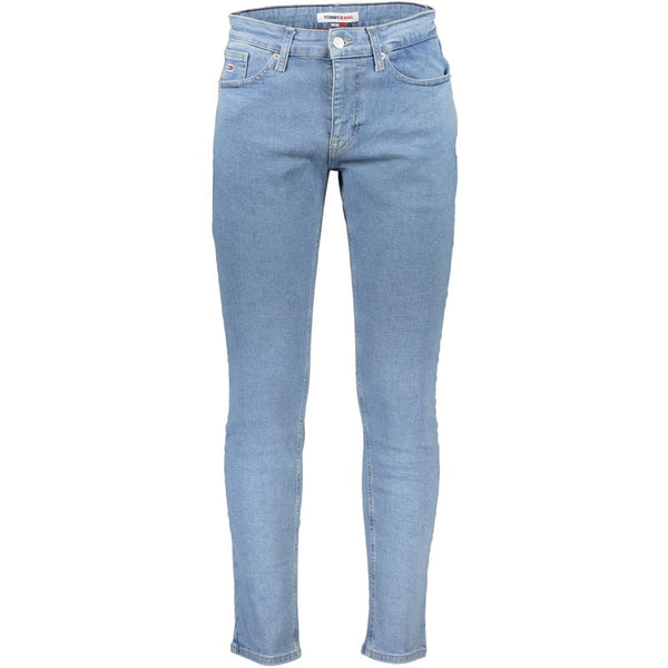 Light Blue Cotton Men Slim Tapered Jean Tommy Hilfiger