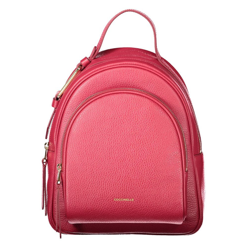 Red Leather Women Backpack Coccinelle
