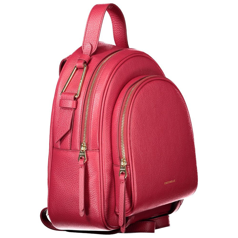 Red Leather Women Backpack Coccinelle