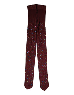 Maroon Nylon Crystal Embellished Pantyhose Tights Dolce & Gabbana