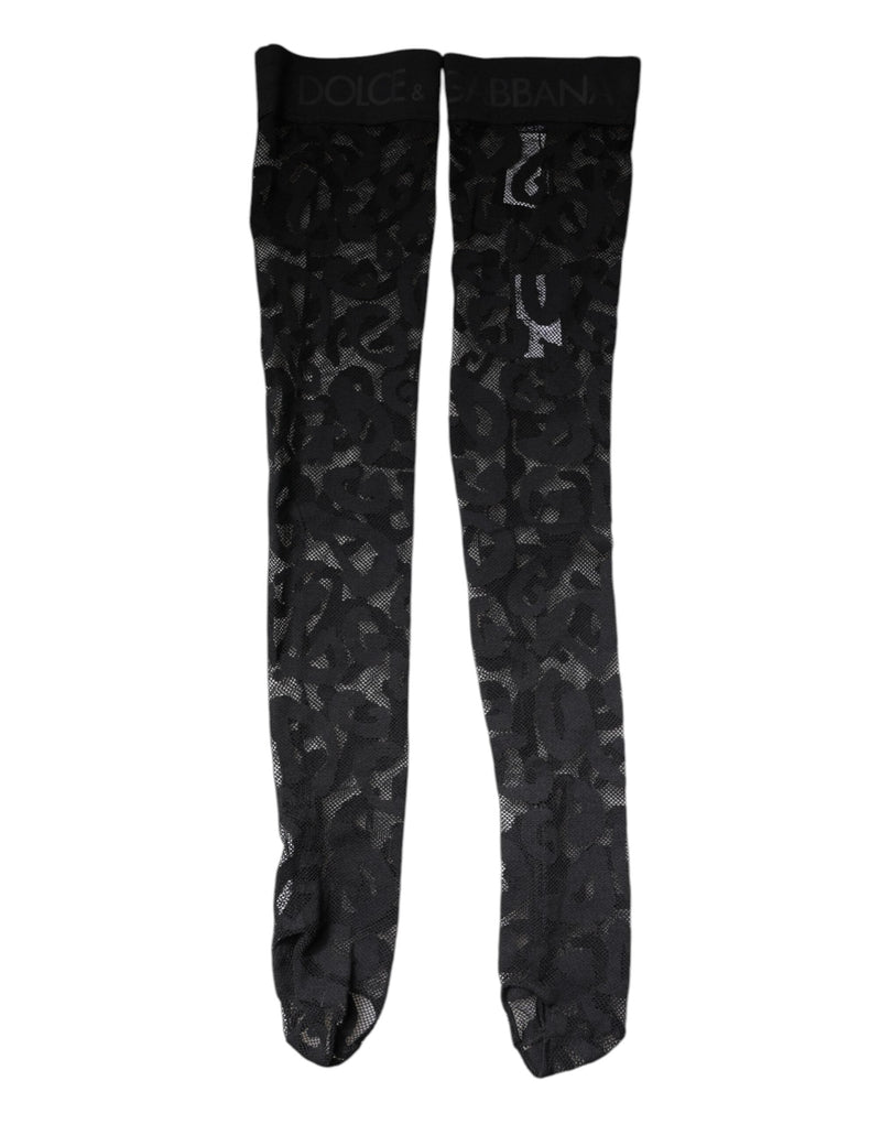 Black Floral Lace Cotton Stretch Stockings Socks Dolce & Gabbana