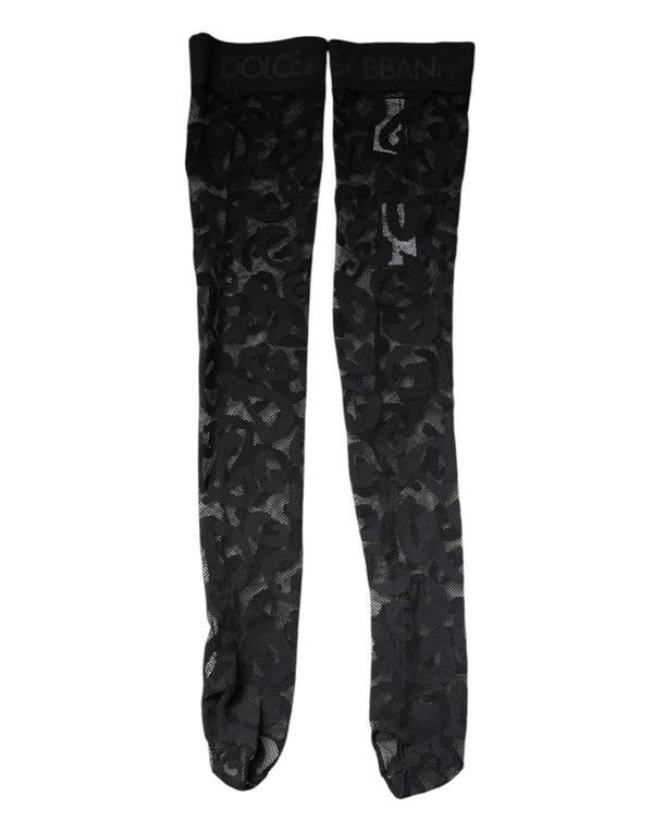 Black Floral Lace Cotton Stretch Stockings Socks Dolce & Gabbana