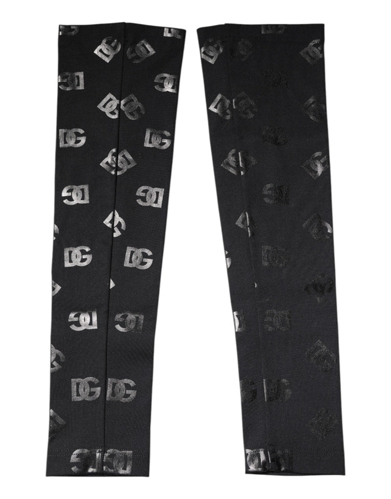 Black DG Logo Monogram Wool Stretch Arm Sleeves Dolce & Gabbana