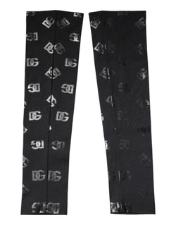 Black DG Logo Monogram Wool Stretch Arm Sleeves Dolce & Gabbana