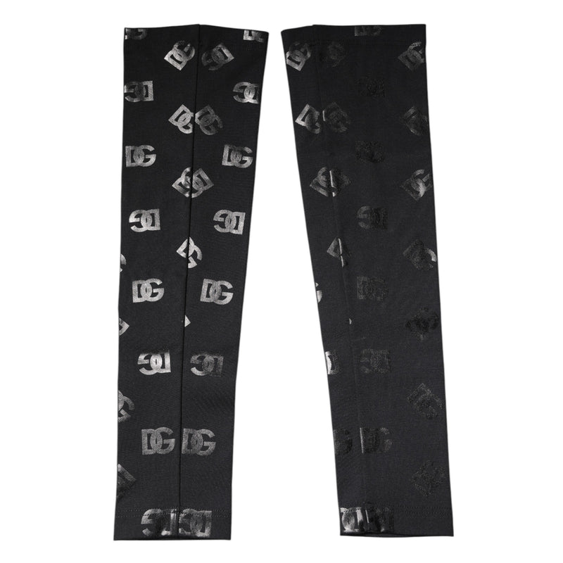 Black DG Logo Monogram Wool Stretch Arm Sleeves Dolce & Gabbana