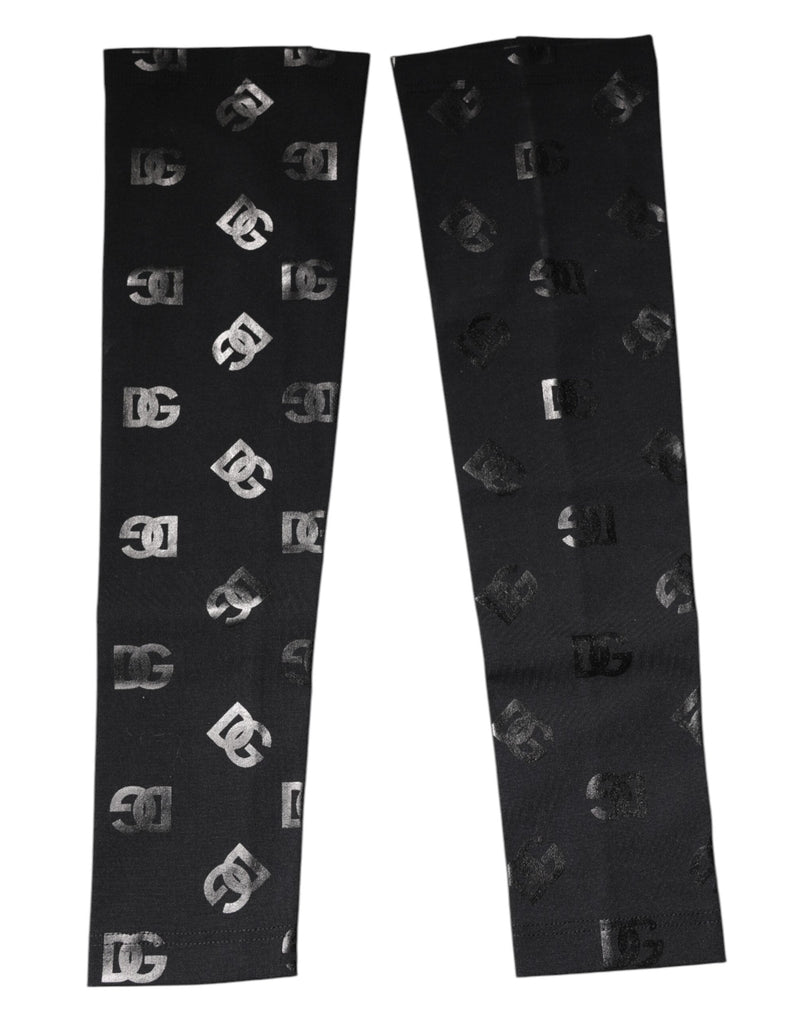Black DG Logo Monogram Wool Stretch Arm Sleeves Dolce & Gabbana