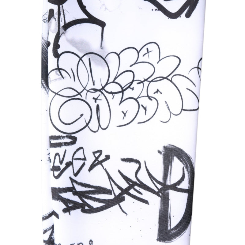 White Graffiti Cotton Over Calf Stockings Socks Dolce & Gabbana