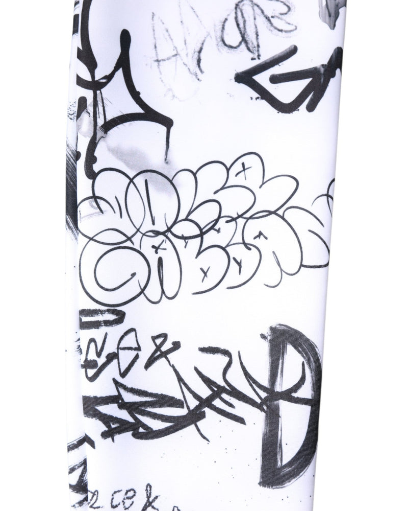 White Graffiti Cotton Over Calf Stockings Socks Dolce & Gabbana