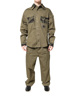 Brown Cotton Stretch Shirt Pants Casual Set Dolce & Gabbana