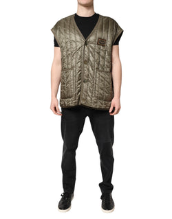 Brown Logo Plaque Quilted Vest Jacket Dolce & Gabbana