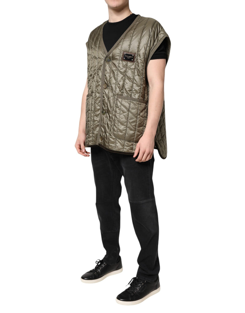 Brown Logo Plaque Quilted Vest Jacket Dolce & Gabbana