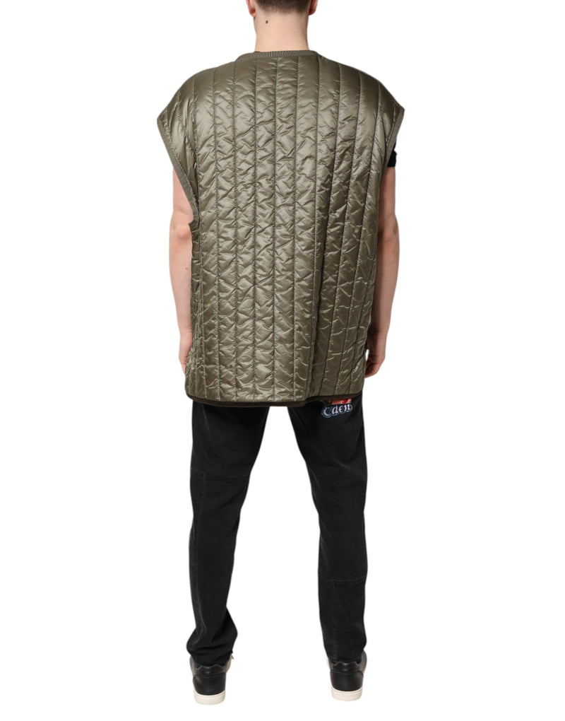 Brown Logo Plaque Quilted Vest Jacket Dolce & Gabbana