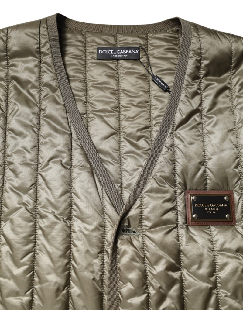 Brown Logo Plaque Quilted Vest Jacket Dolce & Gabbana
