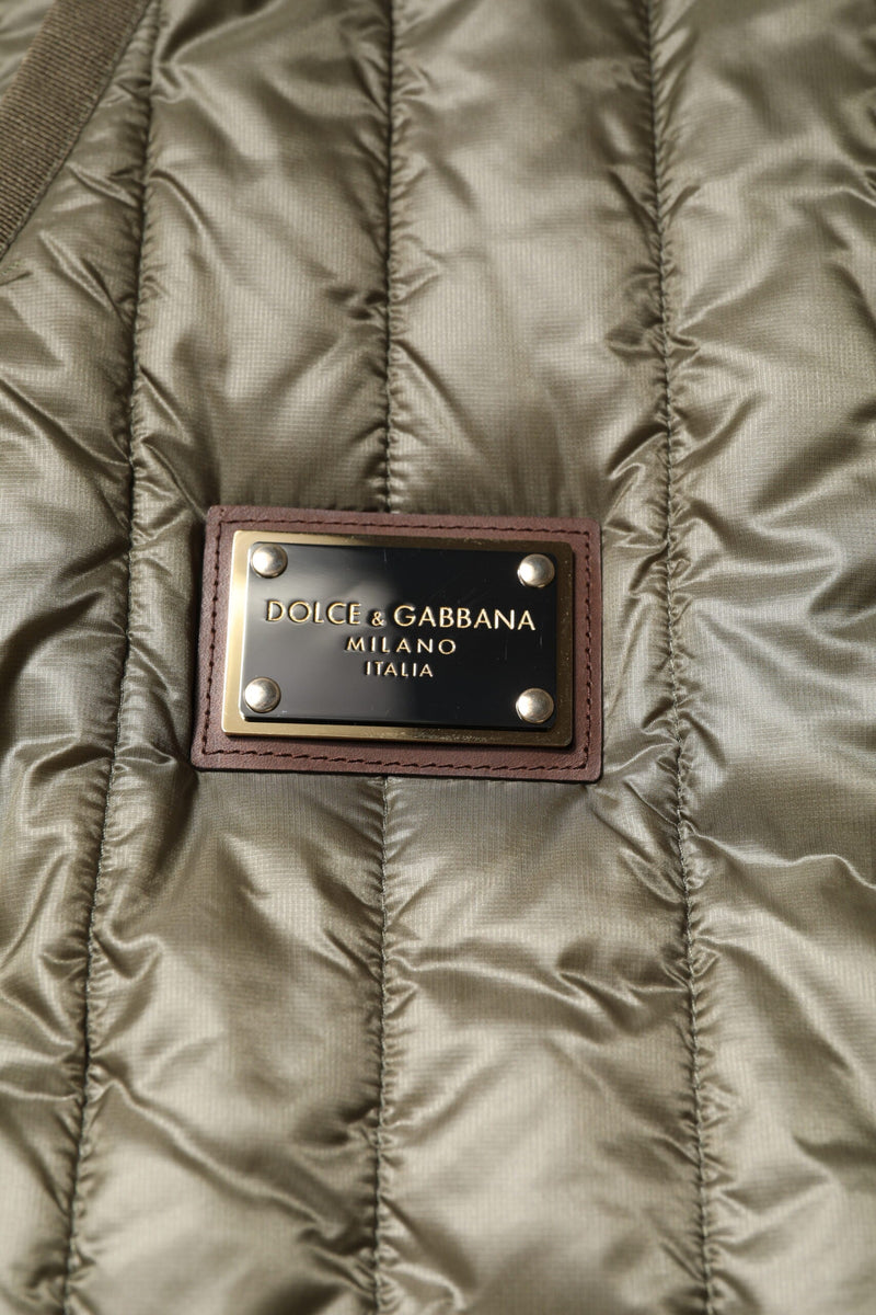 Brown Logo Plaque Quilted Vest Jacket Dolce & Gabbana