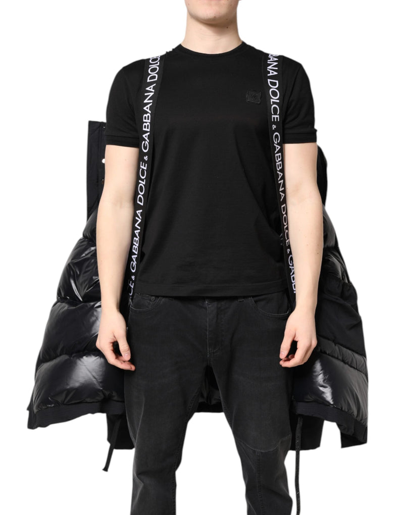 Black Nylon Full Zip Hooded Parka Jacket Dolce & Gabbana