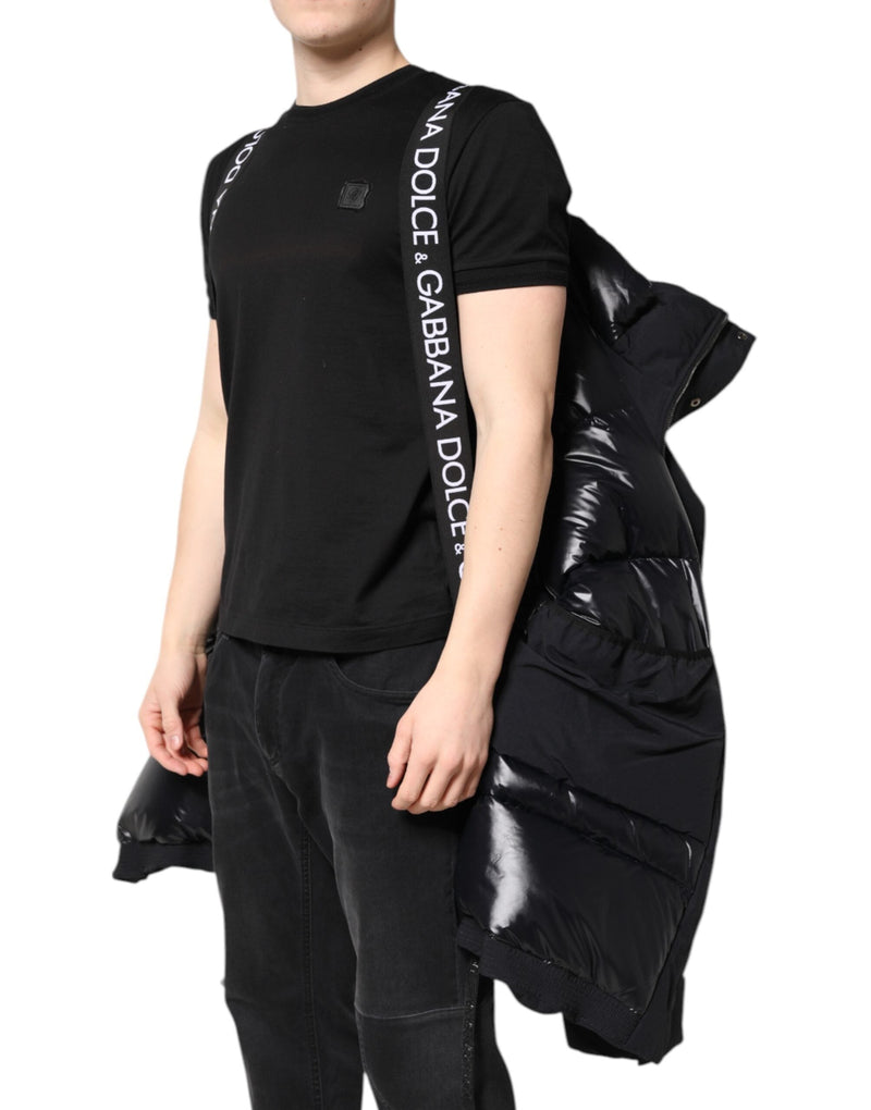 Black Nylon Full Zip Hooded Parka Jacket Dolce & Gabbana