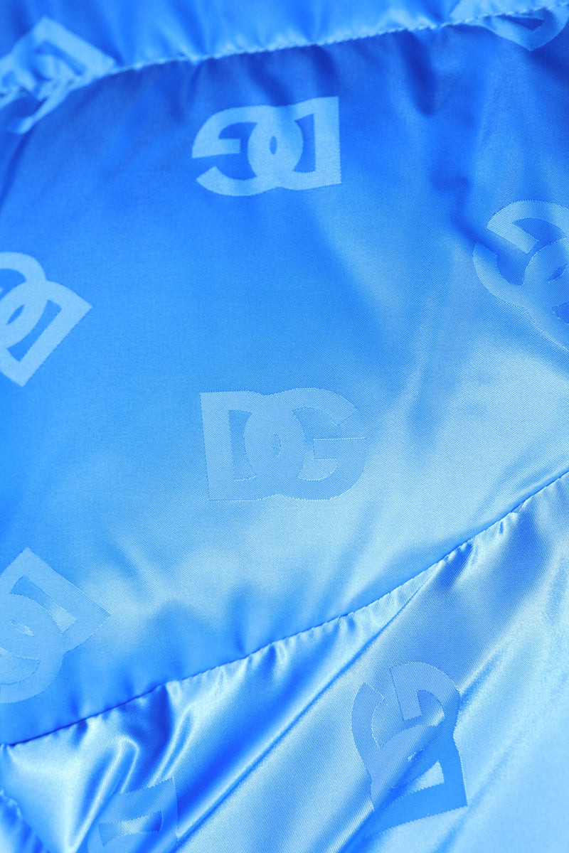 Blue Logo Full Zip Hooded Quilted Jacket Dolce & Gabbana