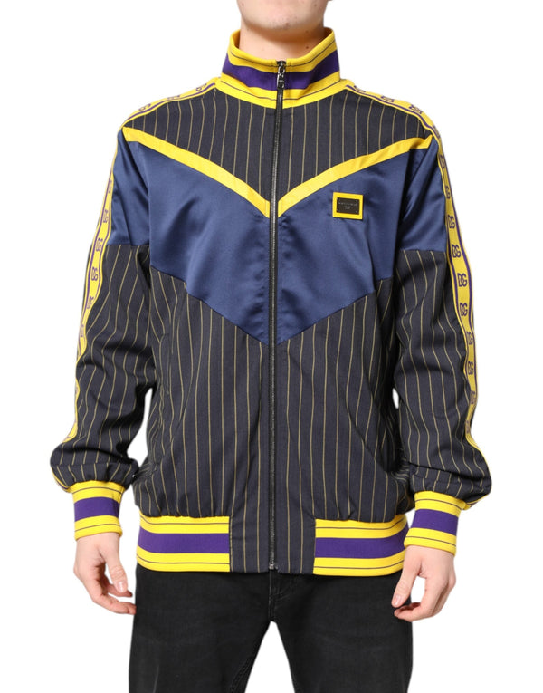 Black Striped Logo Full Zip Bomber Jacket Dolce & Gabbana