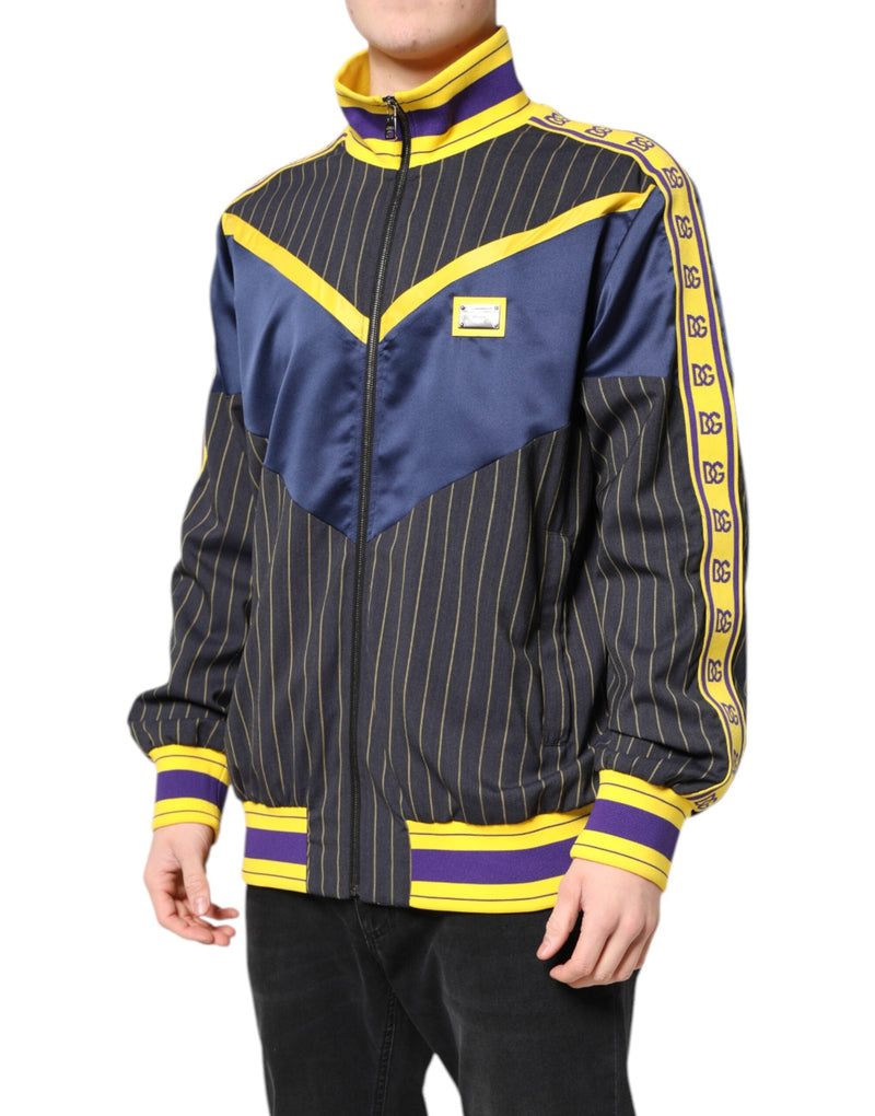 Black Striped Logo Full Zip Bomber Jacket Dolce & Gabbana