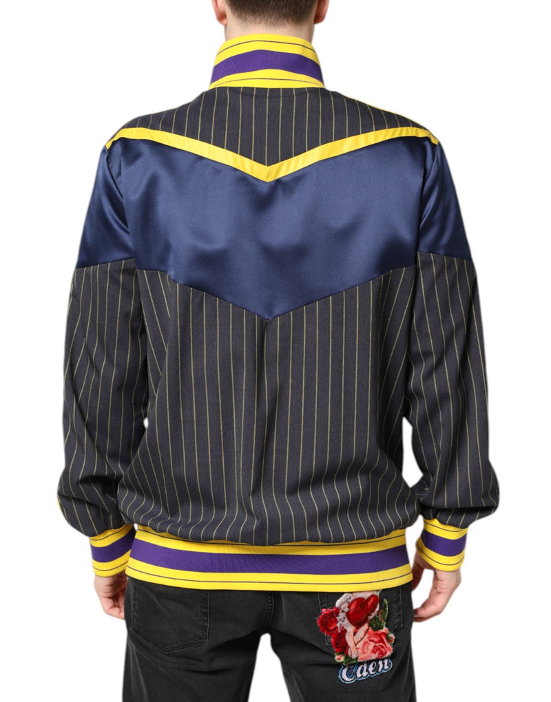 Black Striped Logo Full Zip Bomber Jacket Dolce & Gabbana