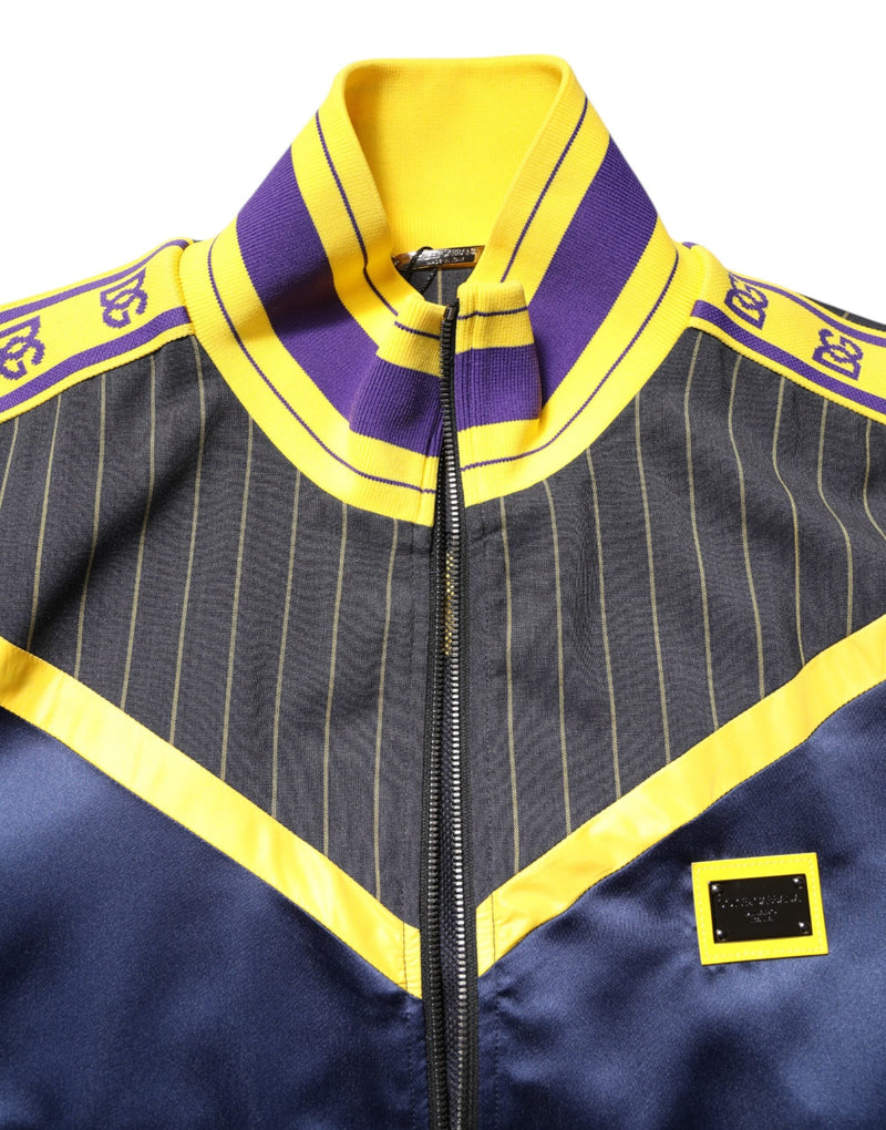 Black Striped Logo Full Zip Bomber Jacket Dolce & Gabbana
