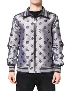 Gray Logo Monogram Full Zip Bomber Jacket Dolce & Gabbana