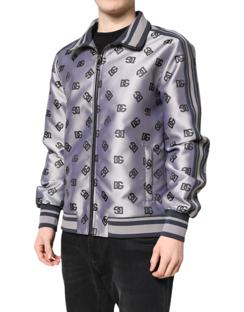 Gray Logo Monogram Full Zip Bomber Jacket Dolce & Gabbana