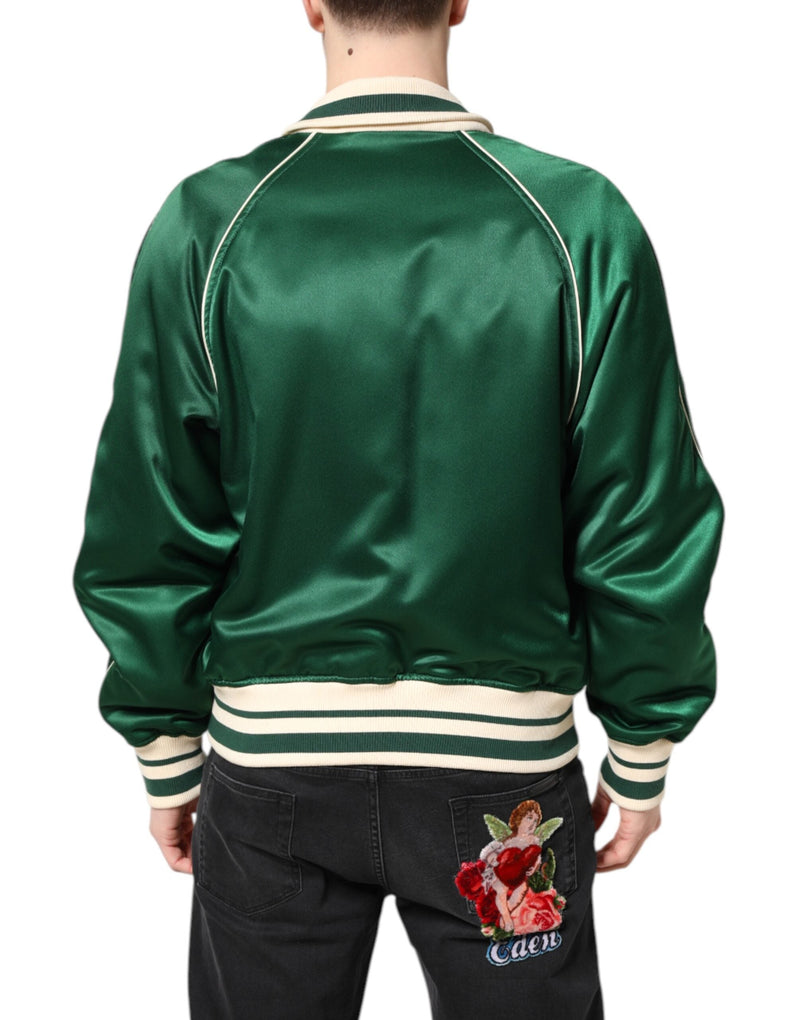 Green Floral DG Logo Full Zip Bomber Jacket Dolce & Gabbana
