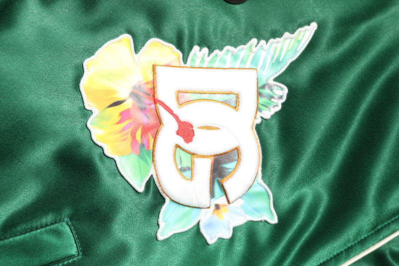 Green Floral DG Logo Full Zip Bomber Jacket Dolce & Gabbana