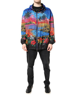 Multicolor Print Hooded Windbreaker Jacket Dolce & Gabbana