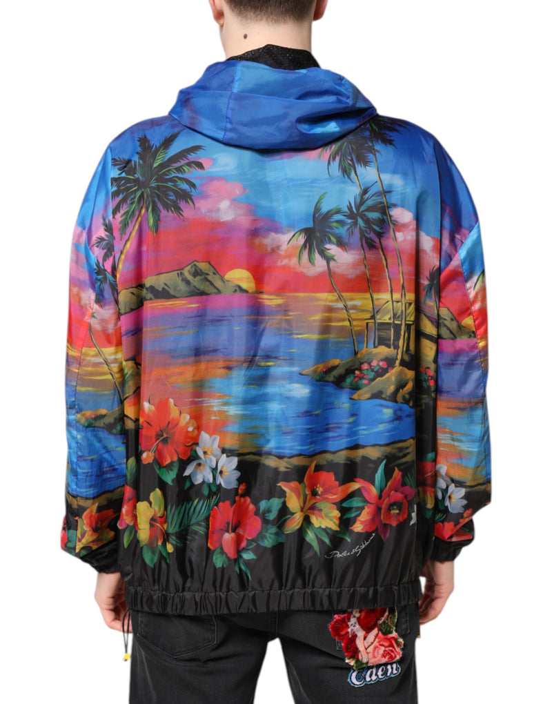 Multicolor Print Hooded Windbreaker Jacket Dolce & Gabbana