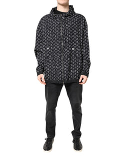 Black Heart Print Hooded Windbreaker Jacket Dolce & Gabbana