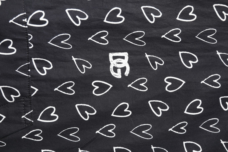 Black Heart Print Hooded Windbreaker Jacket Dolce & Gabbana