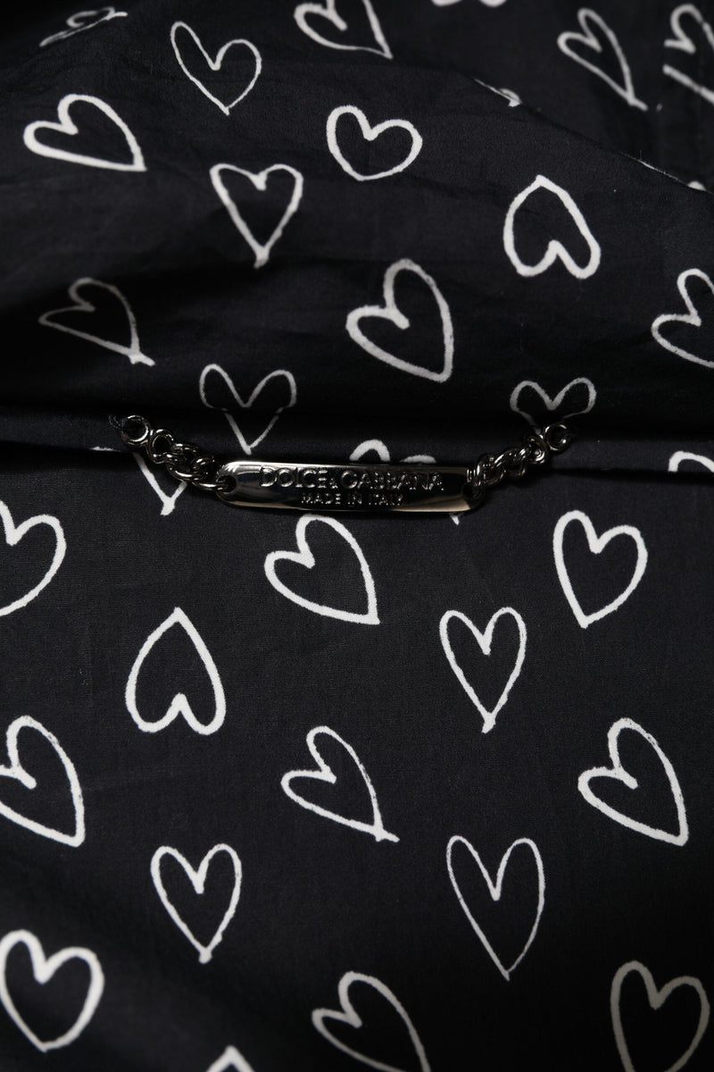 Black Heart Print Hooded Windbreaker Jacket Dolce & Gabbana