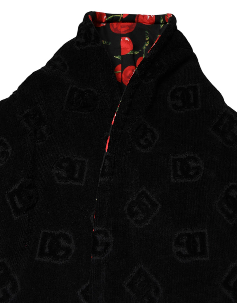 Black Cherry Print Wrap Robe Men Coat Jacket Dolce & Gabbana
