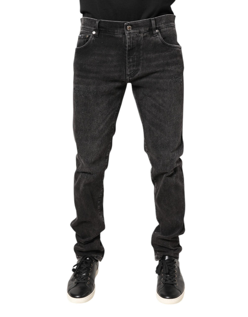 Gray Washed Cotton Skinny Denim Jeans Dolce & Gabbana