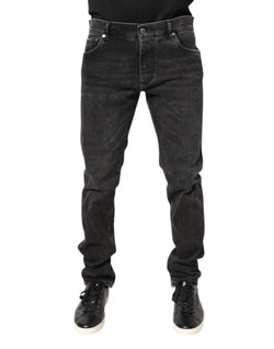 Gray Washed Cotton Skinny Denim Jeans Dolce & Gabbana