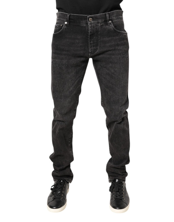 Gray Washed Cotton Skinny Denim Jeans Dolce & Gabbana