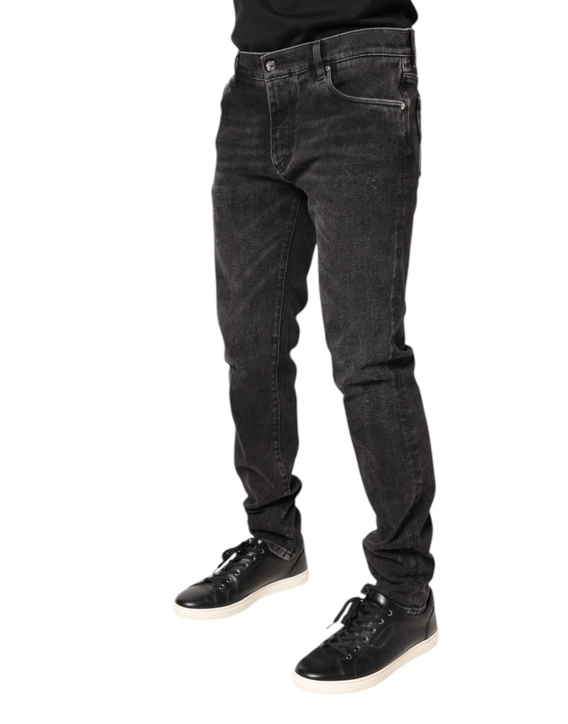 Gray Washed Cotton Skinny Denim Jeans Dolce & Gabbana