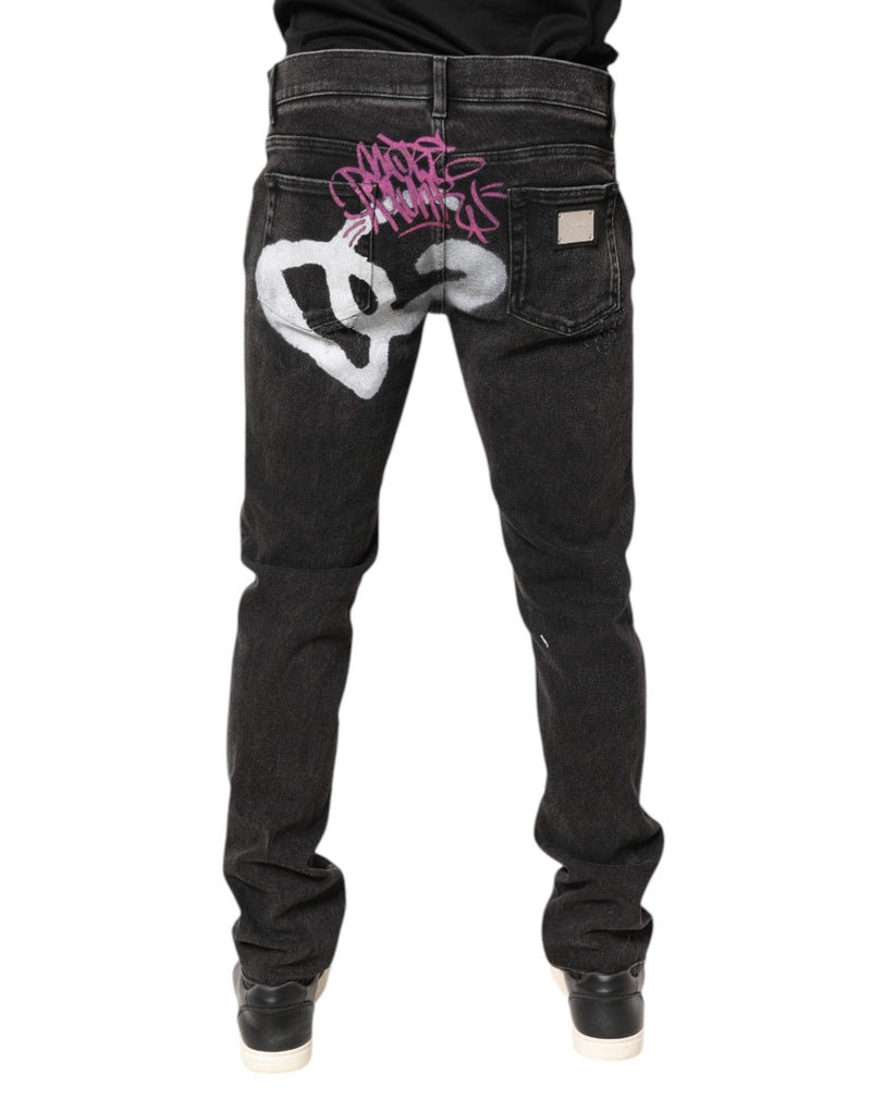 Gray Washed Cotton Skinny Denim Jeans Dolce & Gabbana