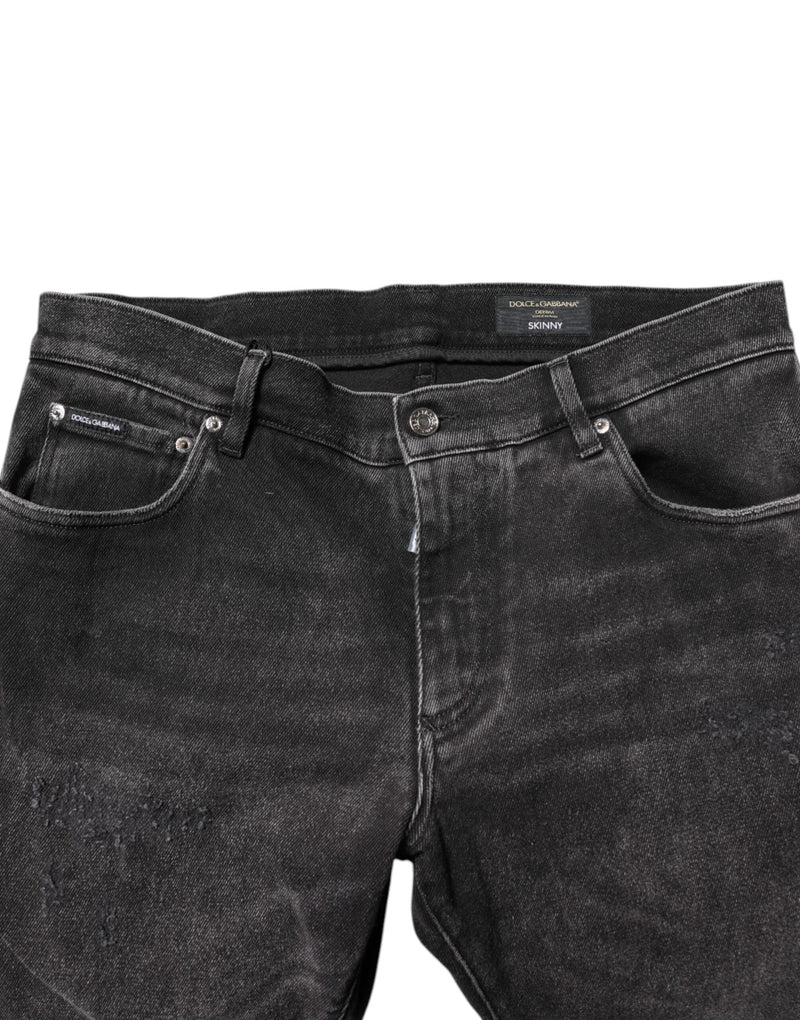 Gray Washed Cotton Skinny Denim Jeans Dolce & Gabbana