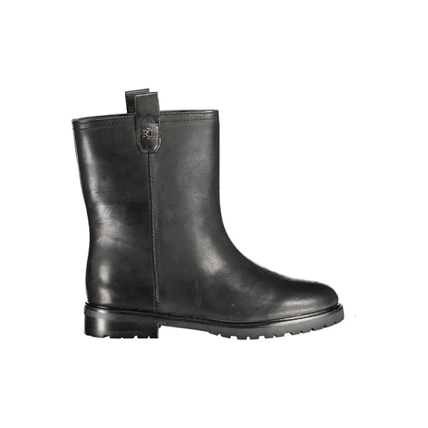 Black Leather Women Boot Ralph Lauren