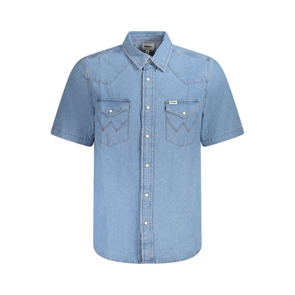 Light Blue Cotton Men Shirt Wrangler