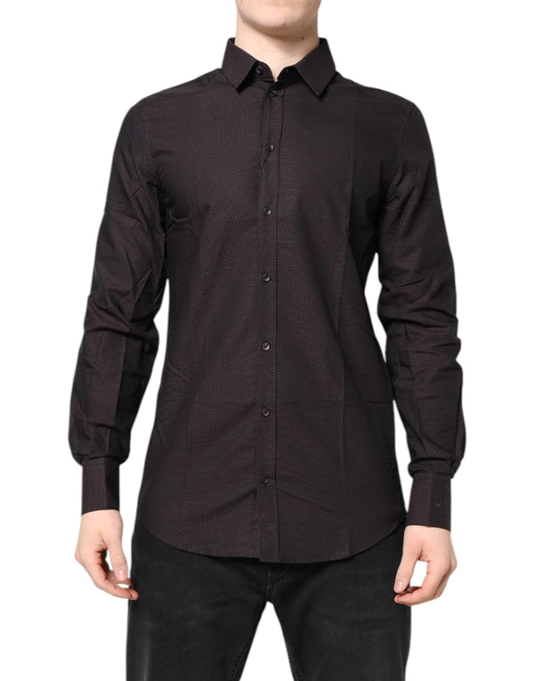 Maroon Jacquard Cotton GOLD Men Dress Shirt Dolce & Gabbana