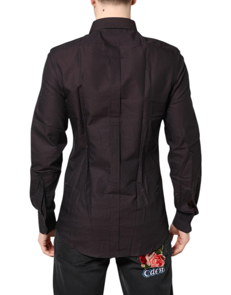 Maroon Jacquard Cotton GOLD Men Dress Shirt Dolce & Gabbana