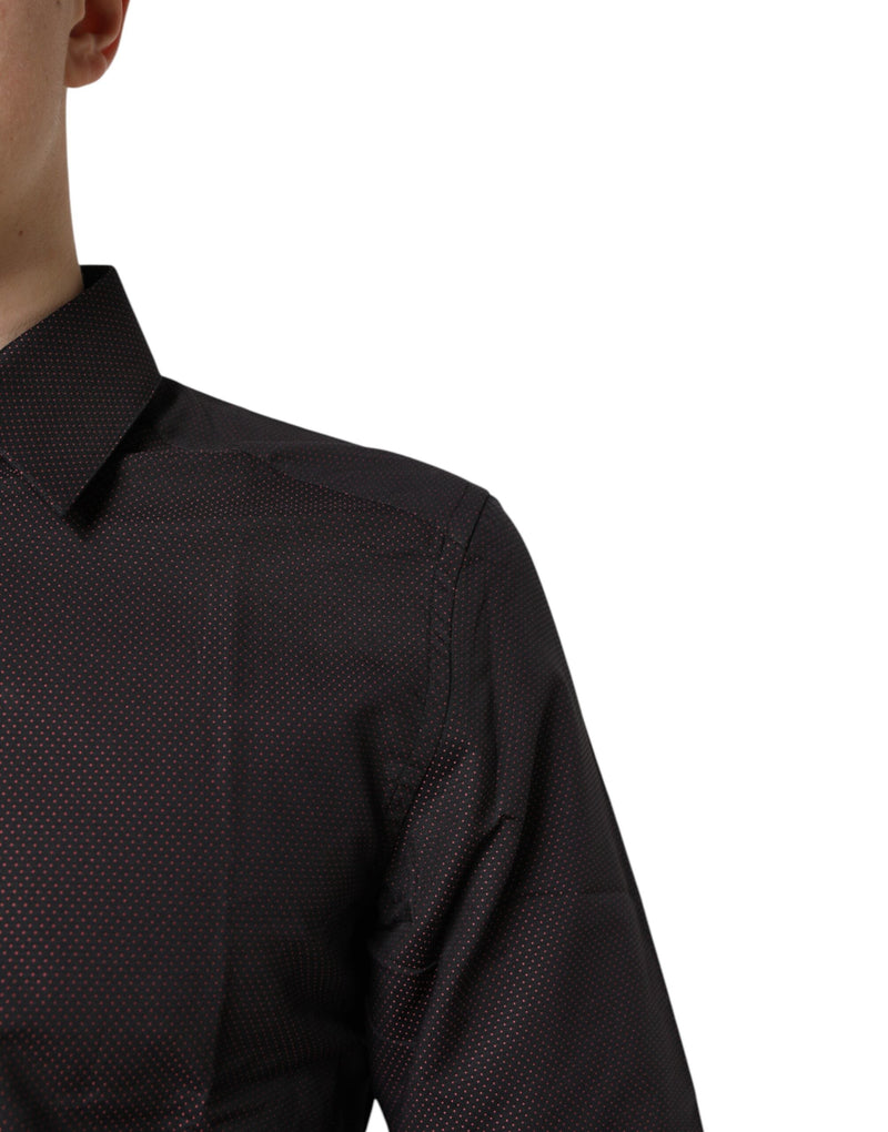 Maroon Jacquard Cotton GOLD Men Dress Shirt Dolce & Gabbana